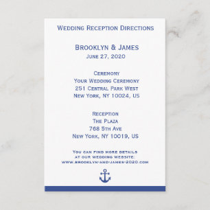 Tarjeta De Recepción Mapas Y Direcciones Bodas Náuticos