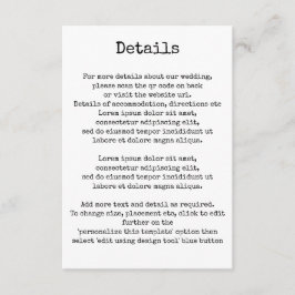 Tarjeta De Recepción Máquina retro simple Typowriter Detalles del códig