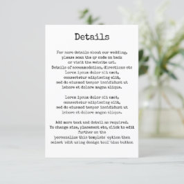 Tarjeta De Recepción Máquina retro simple Typowriter Detalles del códig