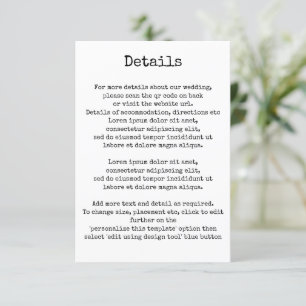 Tarjeta De Recepción Máquina retro simple Typowriter Detalles del códig