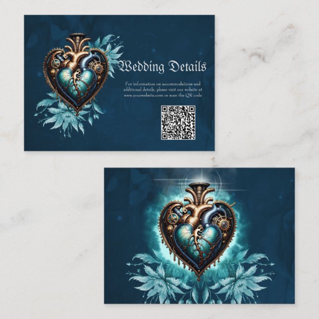 Tarjeta De Recepción Maravilloso y elegante corazón de steampunk (Anverso / Reverso)
