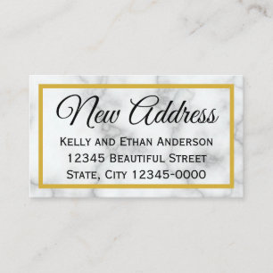 Tarjeta De Recepción Marble blanco y la nueva dirección de Faux Gold