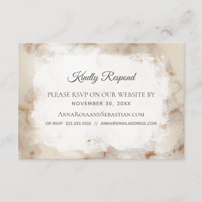Tarjeta De Recepción *~* Marble QR código sitio web AR2 Wedding RSVP (Anverso)
