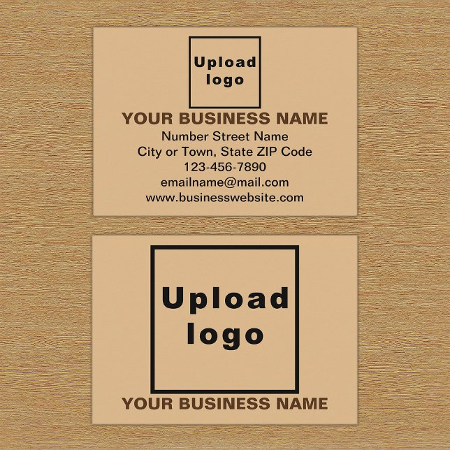 Tarjeta De Recepción Marca comercial sobre el rectángulo marrón claro (Front and back sides of light brown enclosure card with your business brand.)