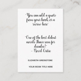 Tarjeta De Recepción Marcador de revisión promocional del autor