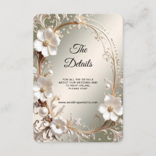 Tarjeta De Recepción Marco Adorno Detalle de Flor Blanca Enclosure