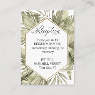 Tarjeta De Recepción Marco Boda de la hoja de palma de Boho