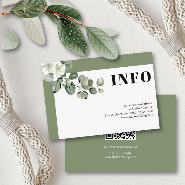 Tarjeta De Recepción Marco con eucalipto y boda de flores blancas (Subido por el creador)
