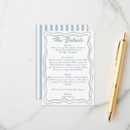 Tarjeta De Recepción Marco de boda azul verde ondulado escrito a mano