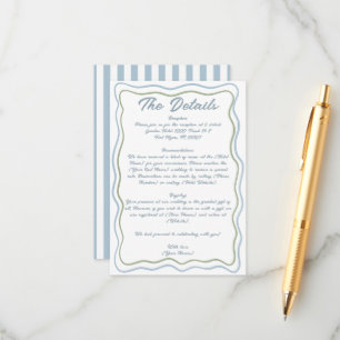 Tarjeta De Recepción Marco de boda azul verde ondulado escrito a mano