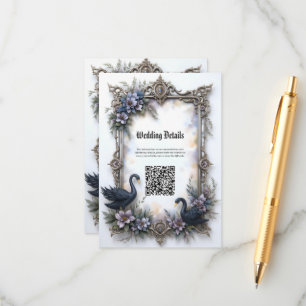Tarjeta De Recepción Marco de Boda Cisne Negro – Amor Romántico Gótico