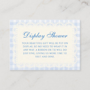 Tarjeta De Recepción Marco de Doily Azul Gingham Despedida de Soltera