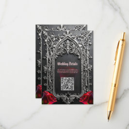 Tarjeta De Recepción Marco de Rosa de Boda Gótica Elegante