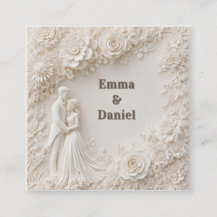 Tarjeta De Recepción 🤍 Marco de Silueta de Boda Floral Marfil🤍