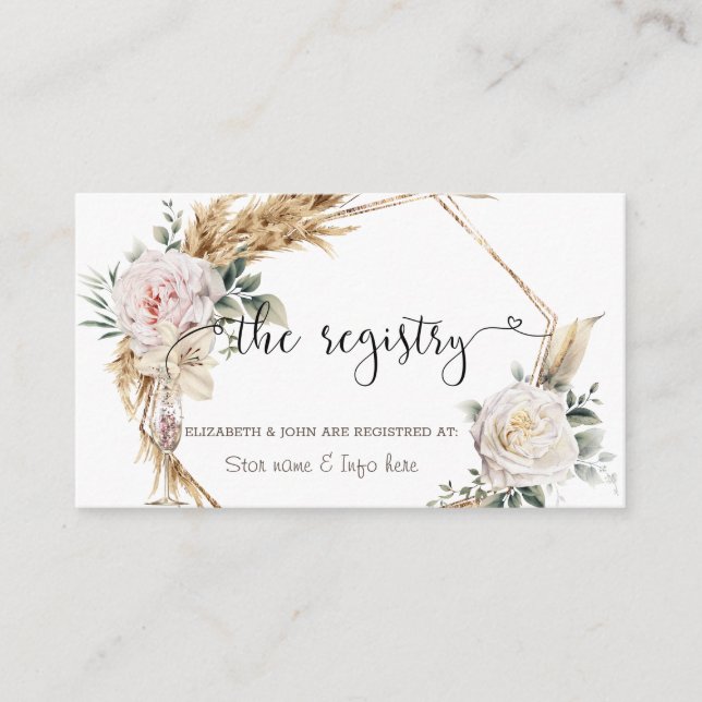 Tarjeta De Recepción Marco dorado floral Vidrio de champán (Anverso)