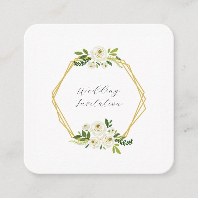 Tarjeta De Recepción Marco Floral de Rosa Blanca de Lujo (Anverso)