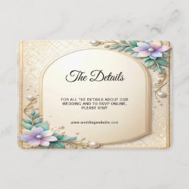 Tarjeta De Recepción Marco floral decorativo con detalle de perlas