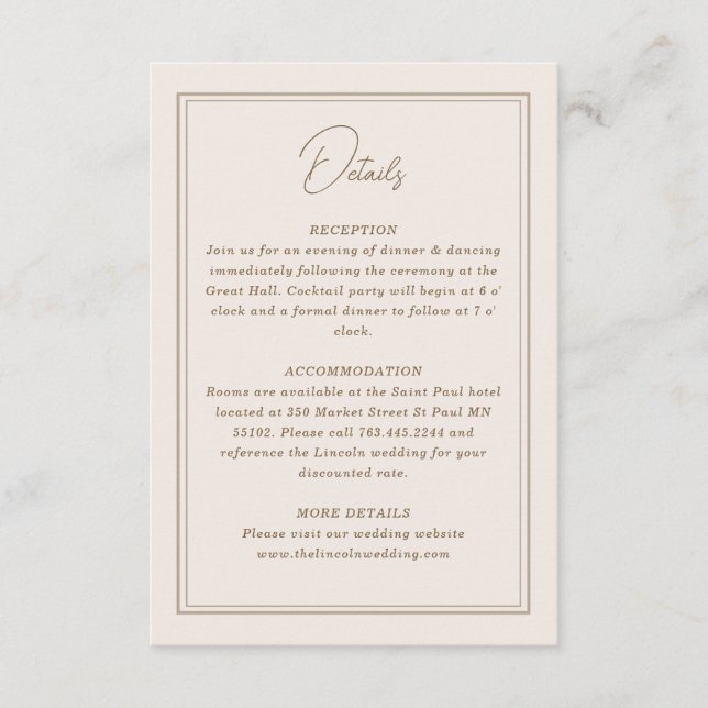 Tarjeta De Recepción Marco ordenado simple mínimo (Anverso)