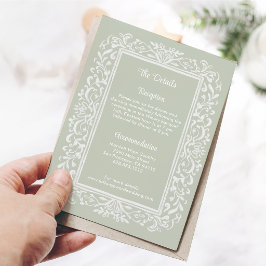 Tarjeta De Recepción Marco Ornamental Moderno Vintage Blanco Elegante