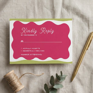 Tarjeta De Recepción Marco Retro Ondulado Caprichoso Funky Simple Clási