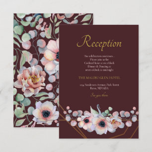 Tarjeta De Recepción Marcos Geométricos Florales de Anémona Rosa Elegan