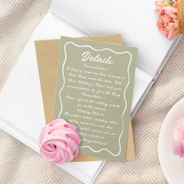 Tarjeta De Recepción Marcos ondulados con la mano Dibujo Script Olive G