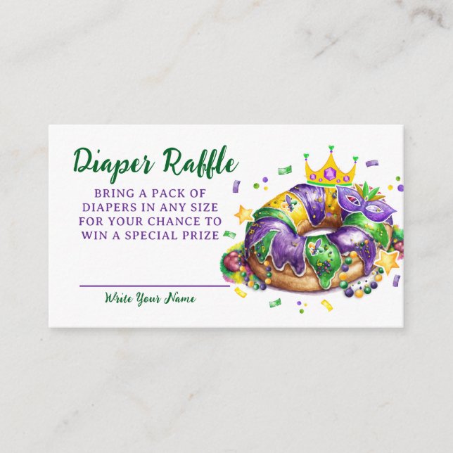 Tarjeta De Recepción Mardi Gras Diaper Raffle Request (Anverso)
