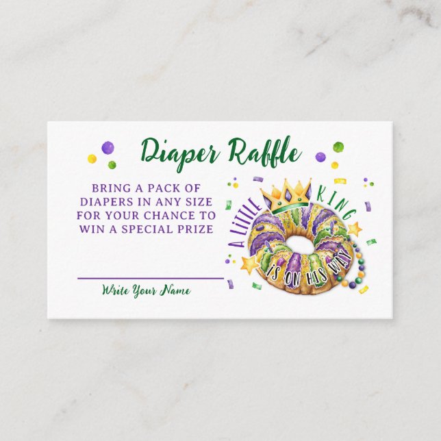 Tarjeta De Recepción Mardi Gras Diaper Raffle Request (Anverso)
