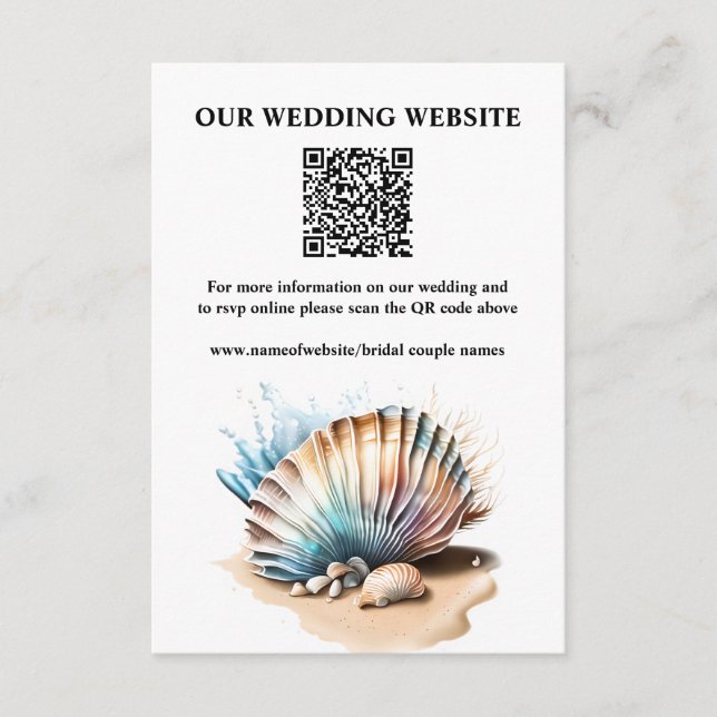 Tarjeta De Recepción Marejadas náuticas iridiscente código QR rsvp (Anverso)