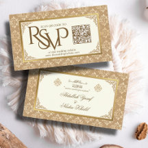 Marfil Gold Damask QR Code RSVP Web Boda islámico