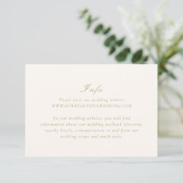 Tarjeta De Recepción Marfil limpio y Boda elegante de oro