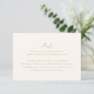 Tarjeta De Recepción Marfil limpio y Boda elegante de oro
