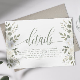 Tarjeta De Recepción Marfil Y Sage Elegantes Detalles Del Boda Floral