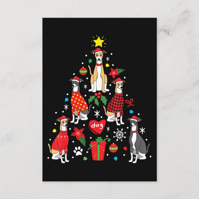 Tarjeta De Recepción Marioneta Ornamé Árbol divertido Perro Mamá Papá (Anverso)