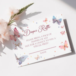 Tarjeta De Recepción Mariposa Acuarela Pastel Diaper Raffle