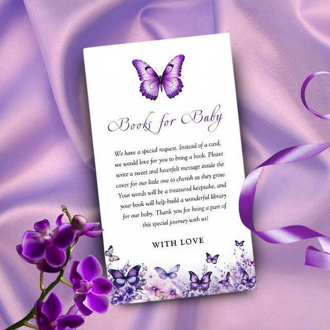Tarjeta De Recepción Mariposa Baby Shower Purple Floral Book por bebé (Subido por el creador)