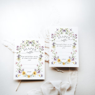 Tarjeta De Recepción Mariposa Baby Shower Wildflower Diaper Raffle