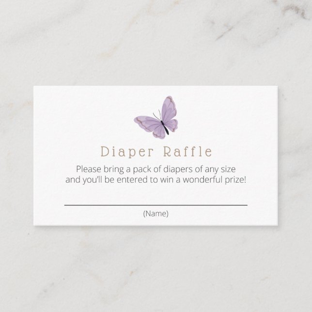 Tarjeta De Recepción Mariposa besa Diaper Raffle (Anverso)
