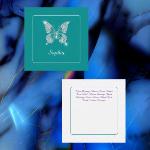 Tarjeta De Recepción Mariposa de Diamante Blanco, Nombre de Letra, Verd