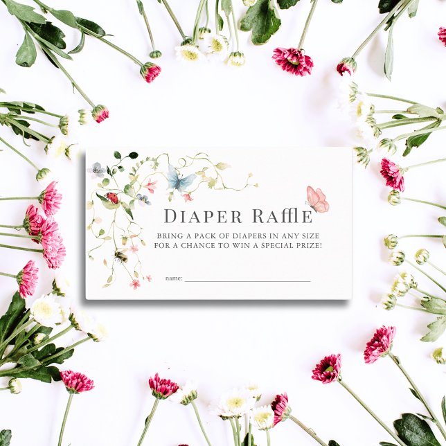 Tarjeta De Recepción Mariposa de Flor silvestre Bee Baby Diaper Raffle  (Subido por el creador)