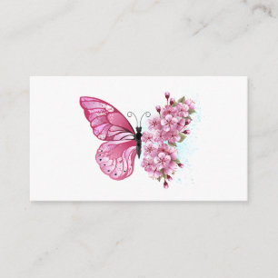 Tarjeta De Recepción Mariposa de flores con Sakura rosa