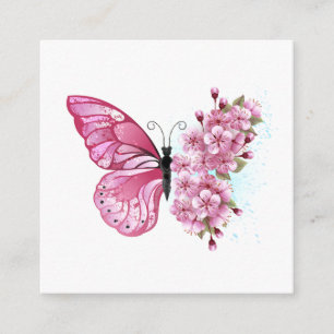 Tarjeta De Recepción Mariposa de flores con Sakura rosa