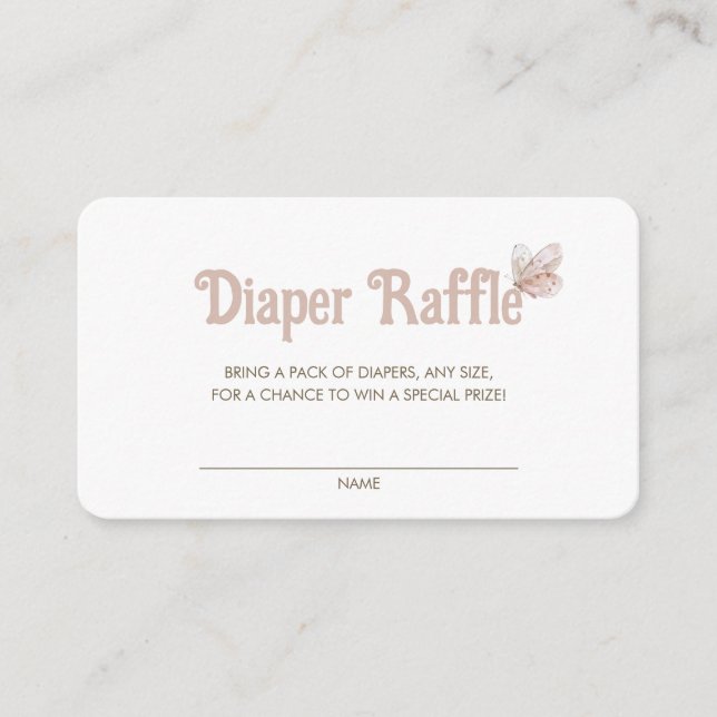 Tarjeta De Recepción Mariposa Diaper Raffle para Baby Shower (Anverso)