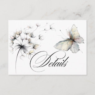 Tarjeta De Recepción Mariposa elegante y diente de león Tinta pastel 
