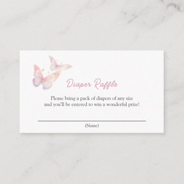 Tarjeta De Recepción Mariposa en el camino de Baby Shower Diaper Raffle (Anverso)