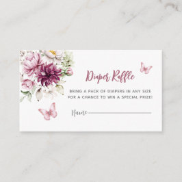 Tarjeta De Recepción Mariposa Floral Chica Rosa Diaper Raffle