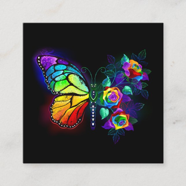 Tarjeta De Recepción Mariposa florida arcoiris (Anverso)