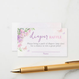 Tarjeta De Recepción Mariposa lila Pink Diaper Raffle