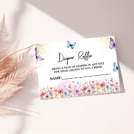 Tarjeta De Recepción Mariposa morada Baby Shower Diaper Raffle