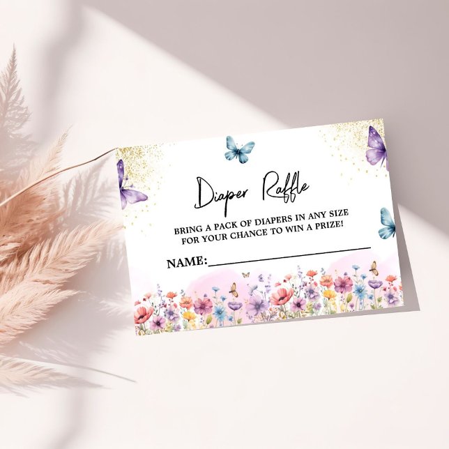 Tarjeta De Recepción Mariposa morada Baby Shower Diaper Raffle (Subido por el creador)